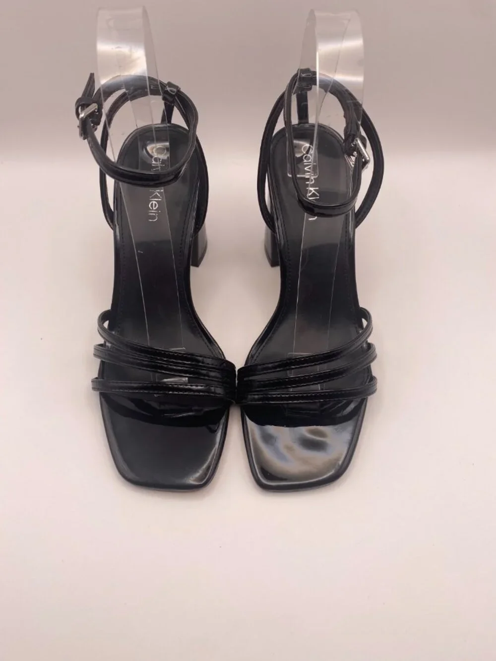 Calvin Klein Womens Quiva Black Strap Heel Sandal Sz 7